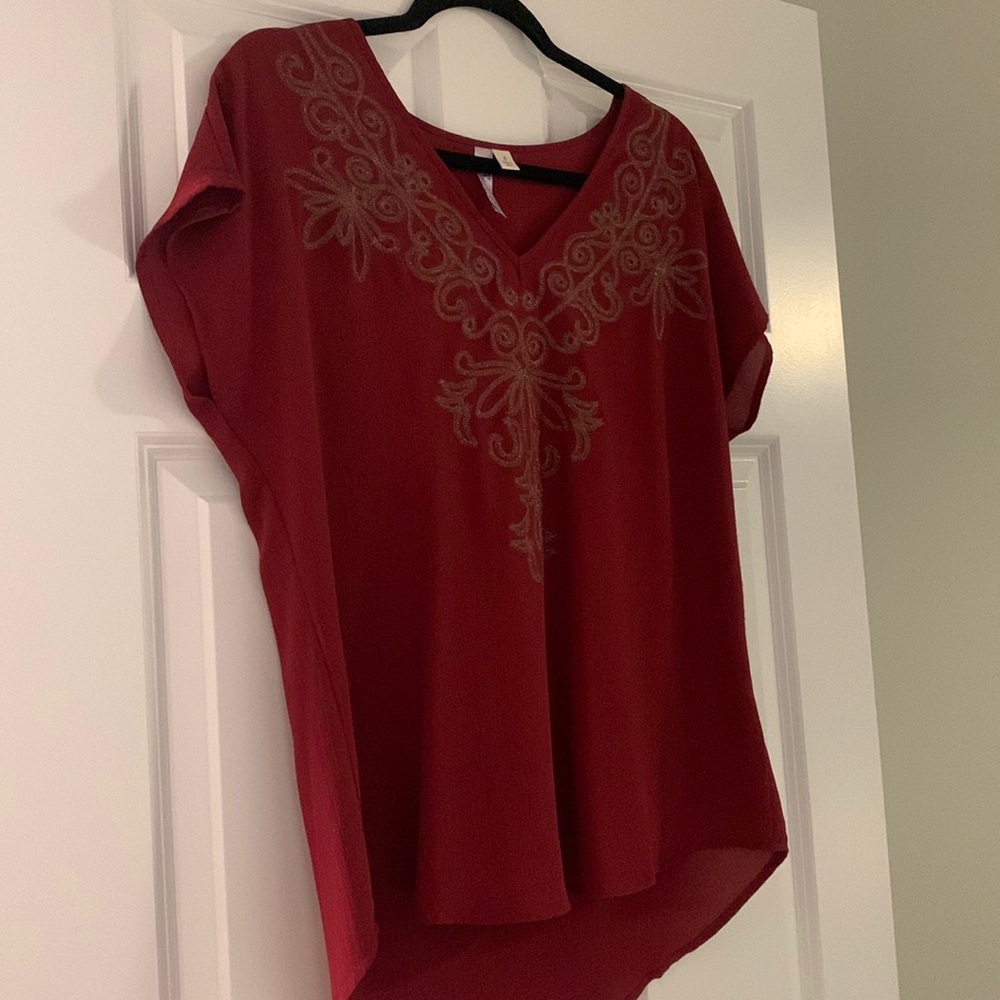 Maroon blouse with front detailing